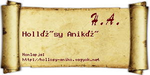 Hollósy Anikó névjegykártya